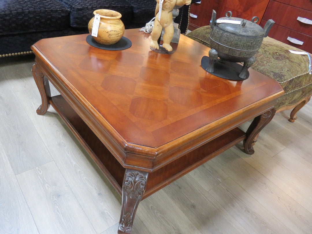 Dark Wood Inlaid Coffee Table