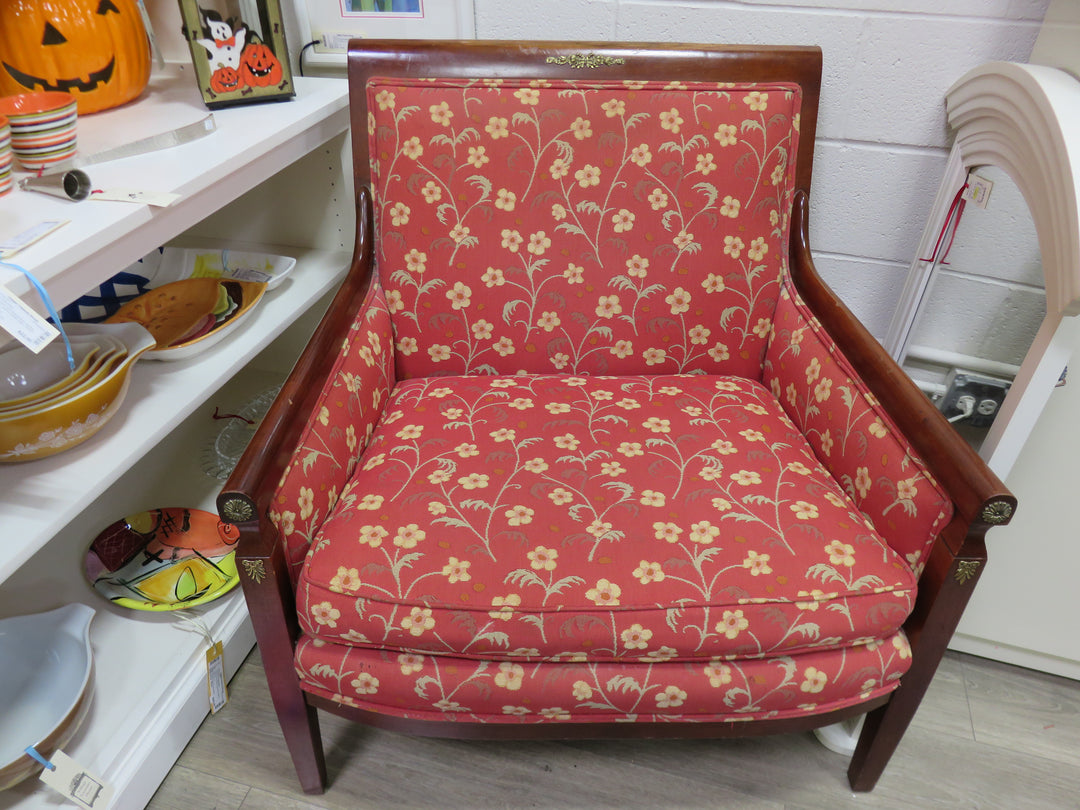 Red & Yellow Floral Arm Chair