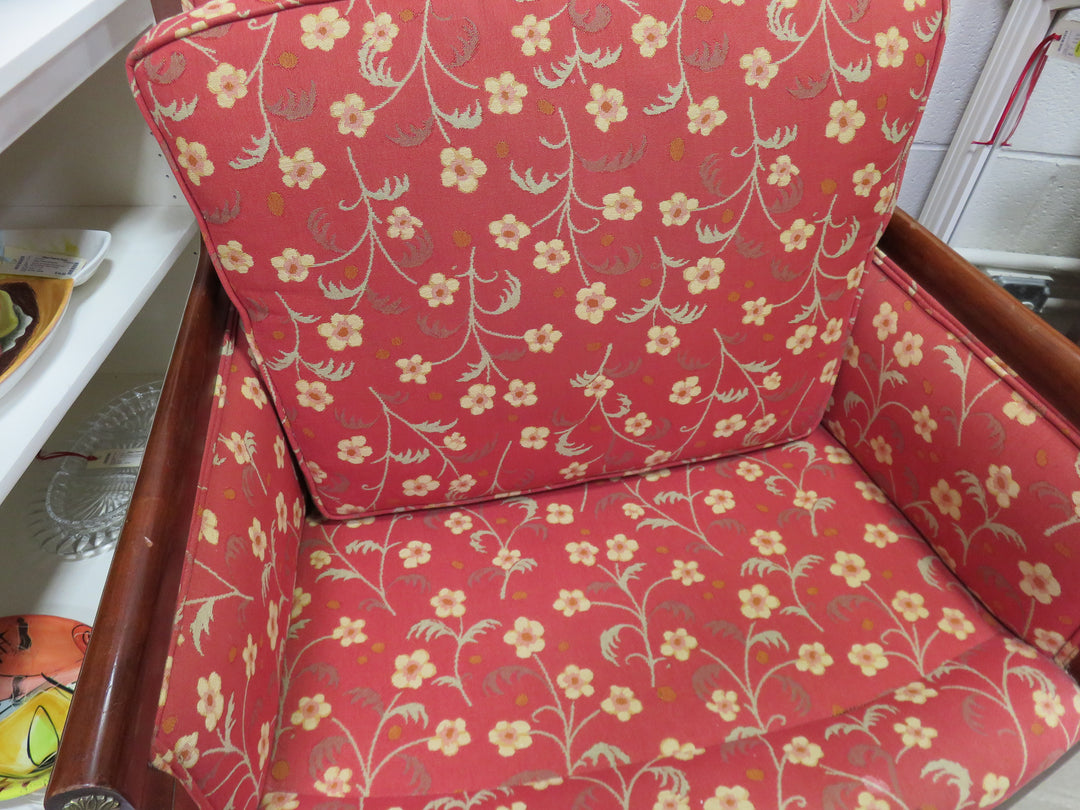 Red & Yellow Floral Arm Chair