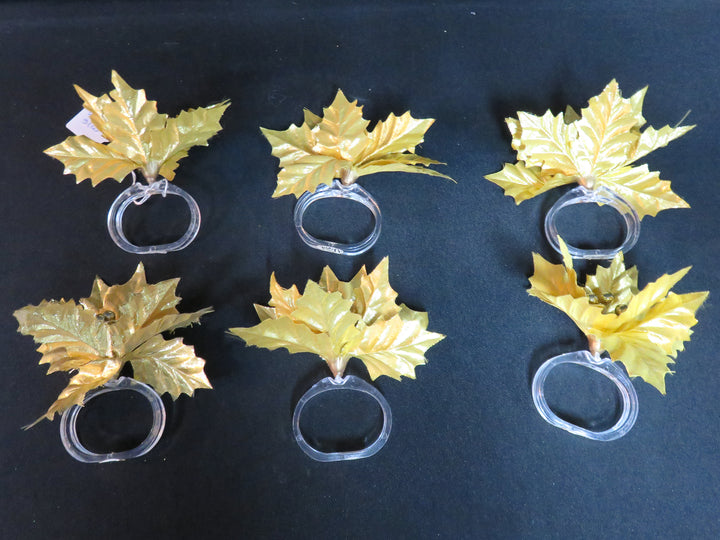Gold Holly Napkin Rings