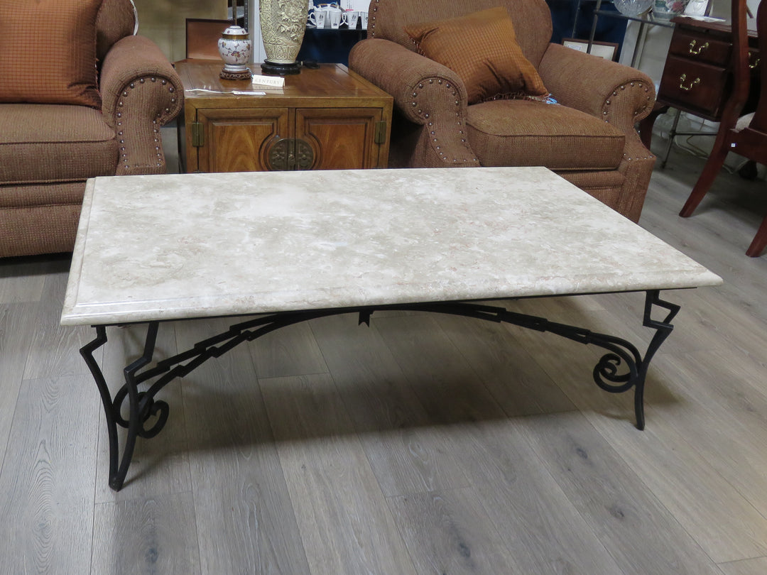 Metal & Travertine Coffee Table