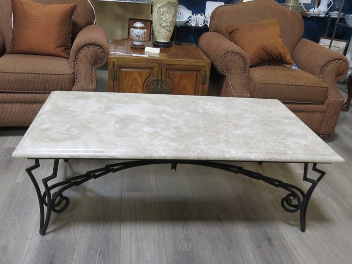 Metal & Travertine Coffee Table