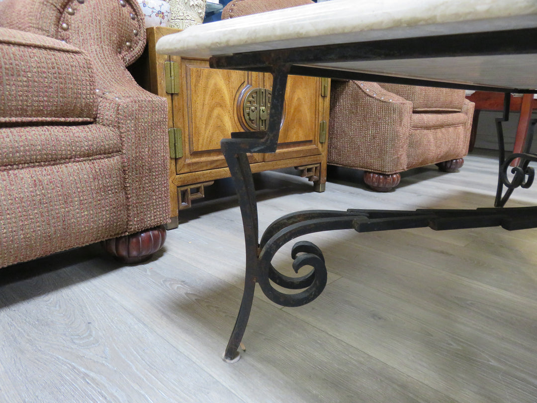 Metal & Travertine Coffee Table