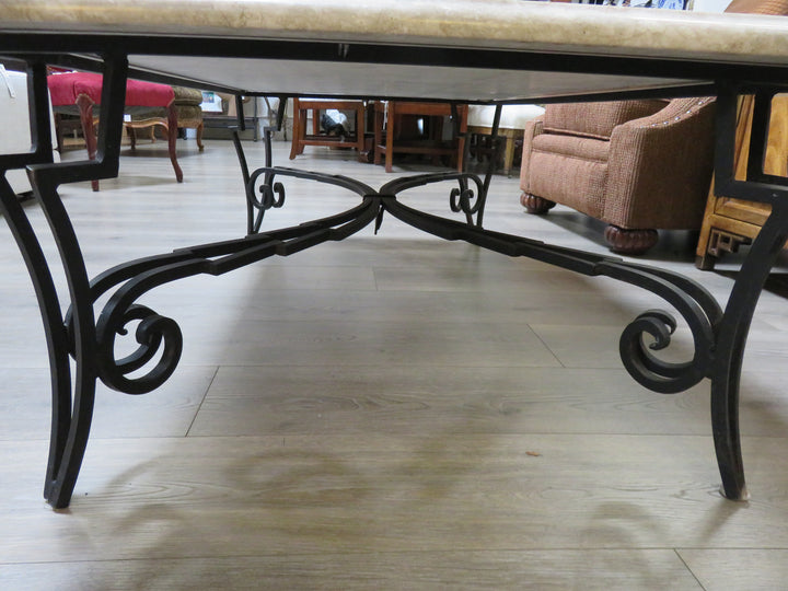 Metal & Travertine Coffee Table