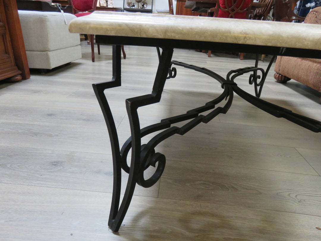 Metal & Travertine Coffee Table
