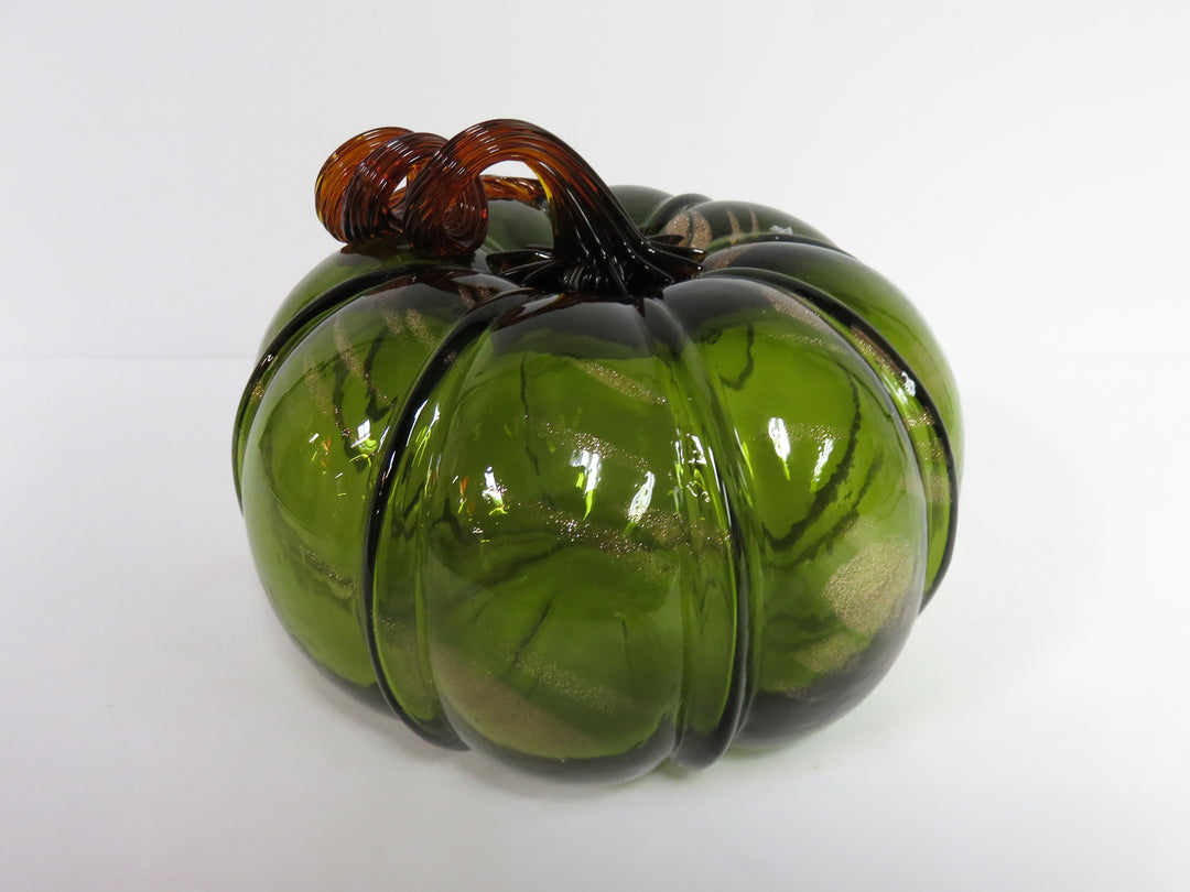 Green Art Glass Pumpkin
