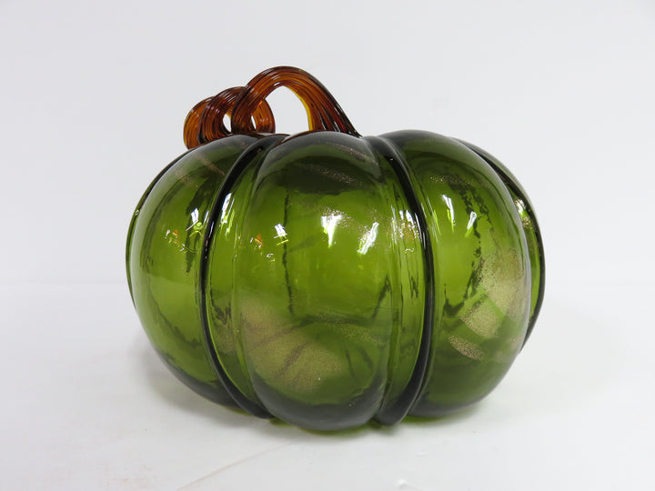 Green Art Glass Pumpkin