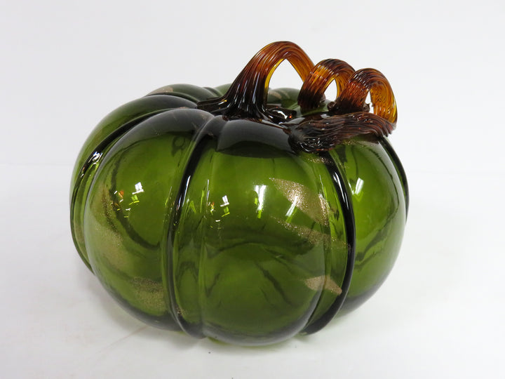 Green Art Glass Pumpkin