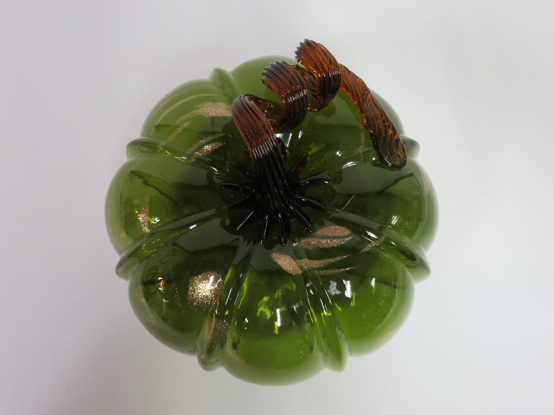 Green Art Glass Pumpkin