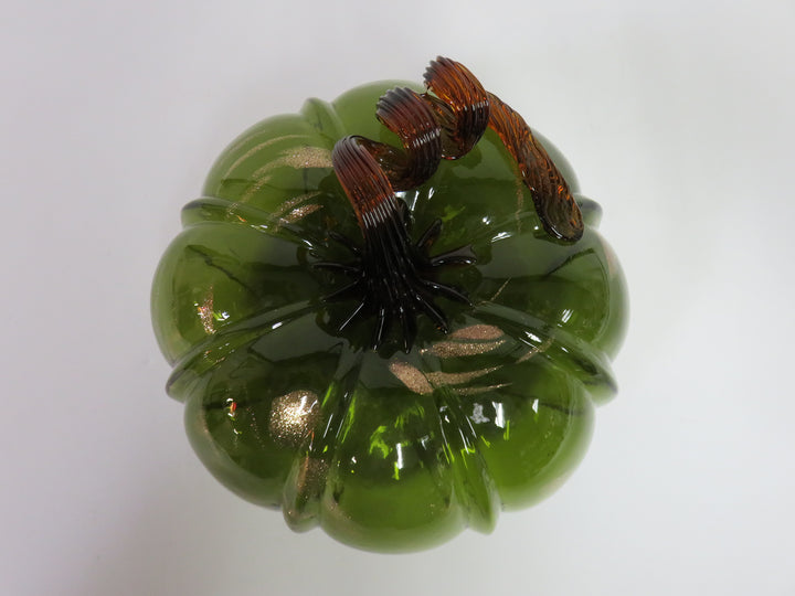 Green Art Glass Pumpkin