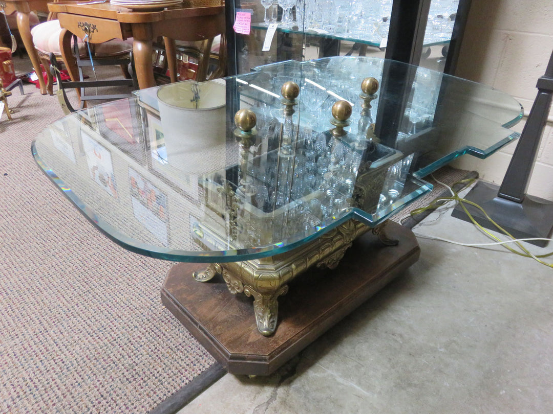 Custom Brass & Glass Coffee Table