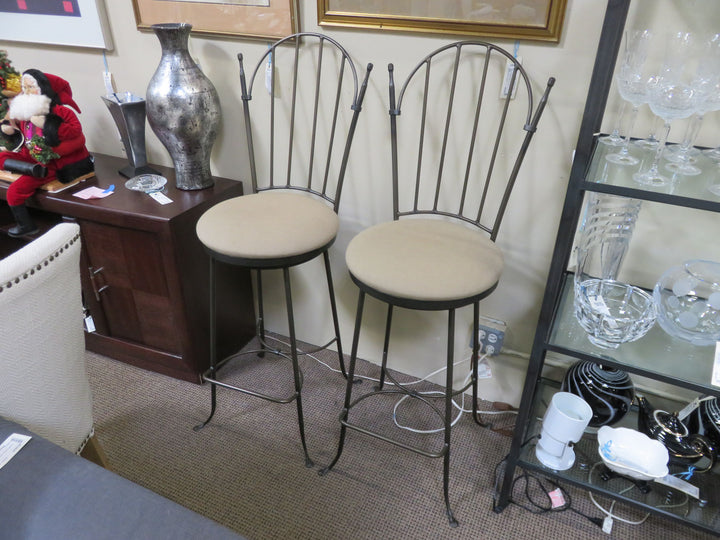 Pair of Metal Swivel Bar Stools