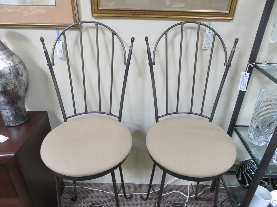 Pair of Metal Swivel Bar Stools