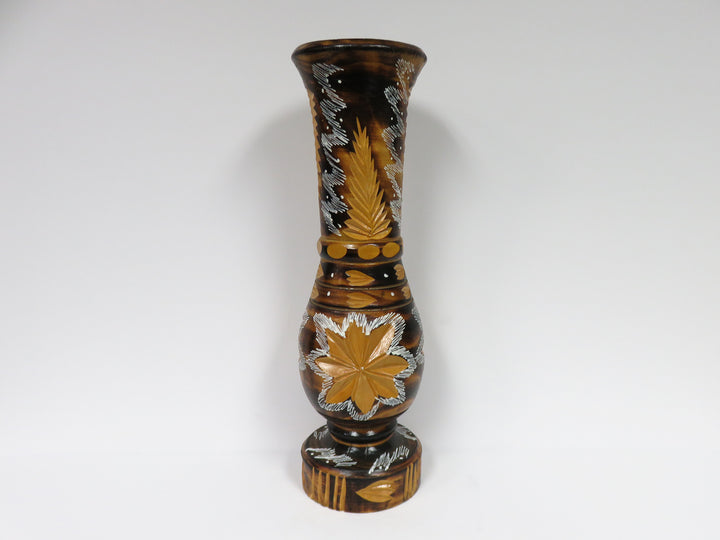 Hand Carved Wood Vase