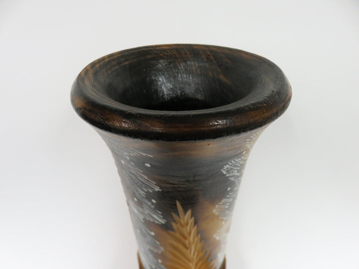 Hand Carved Wood Vase
