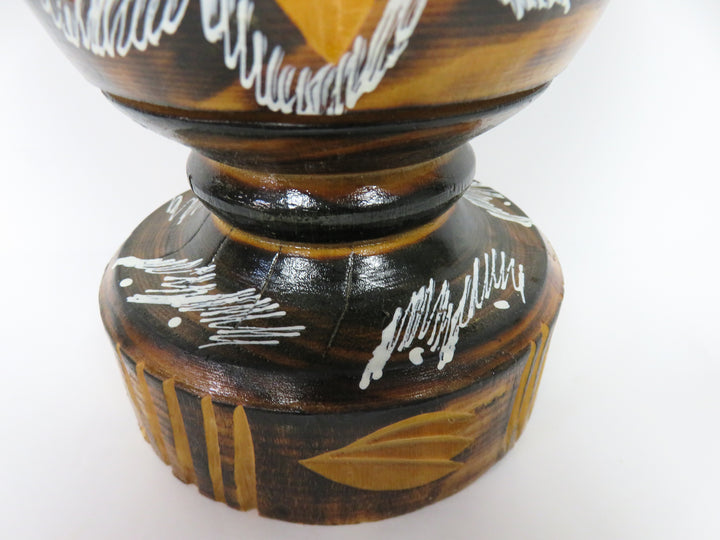 Hand Carved Wood Vase