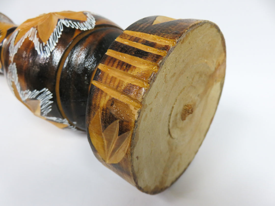 Hand Carved Wood Vase
