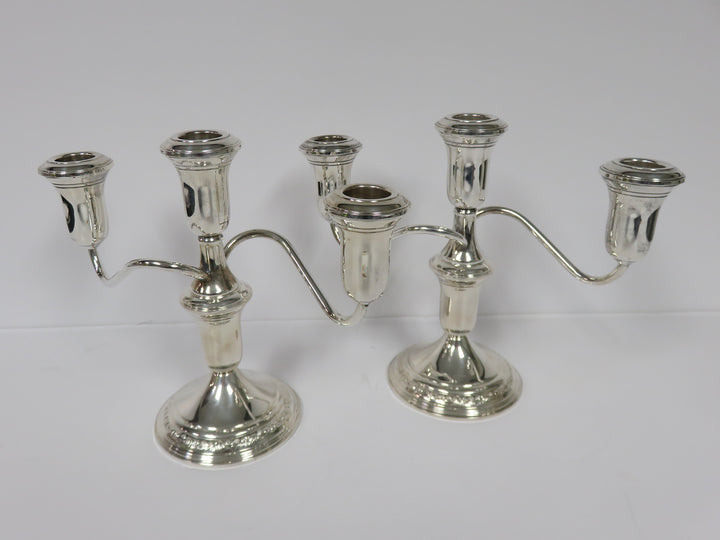 Pair Sterling Silver Candleabras