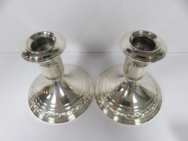 Pair Sterling Silver Candleabras