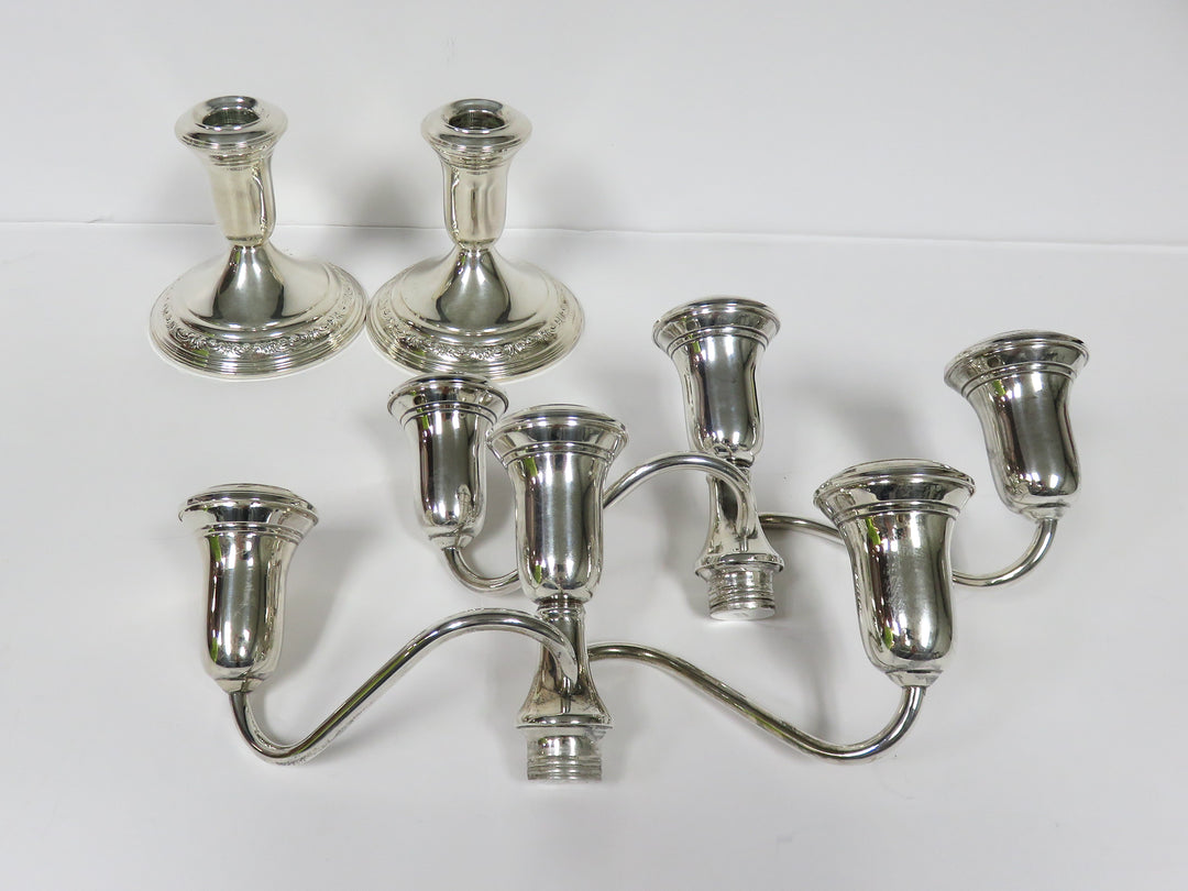 Pair Sterling Silver Candleabras