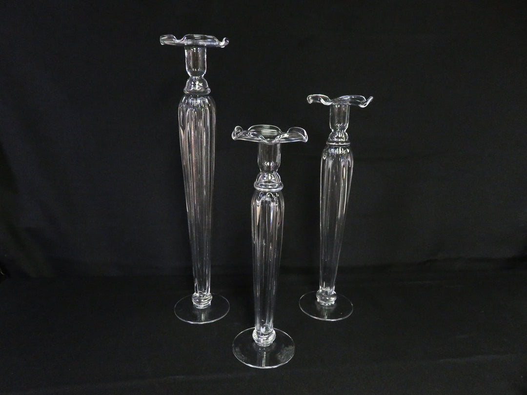 Trio of Hand Blown Candlesticks