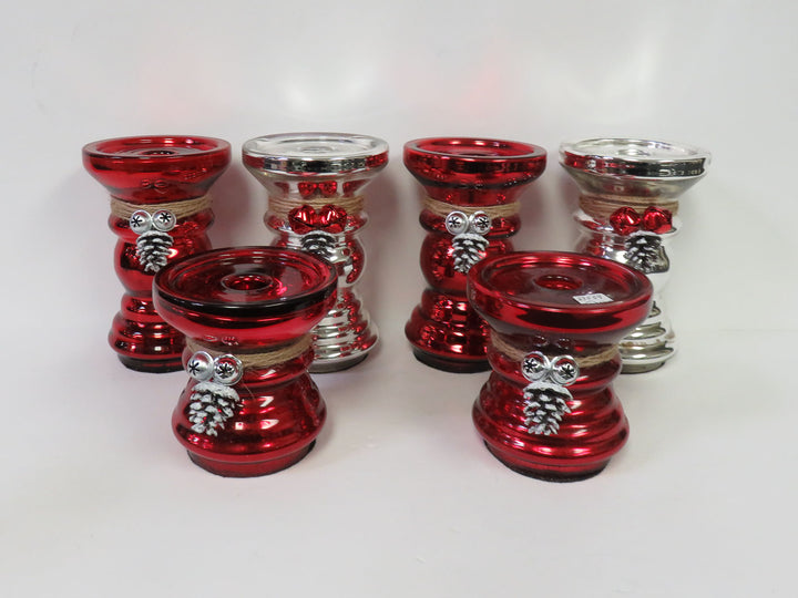 Mercury Glass Pillar Candleholders