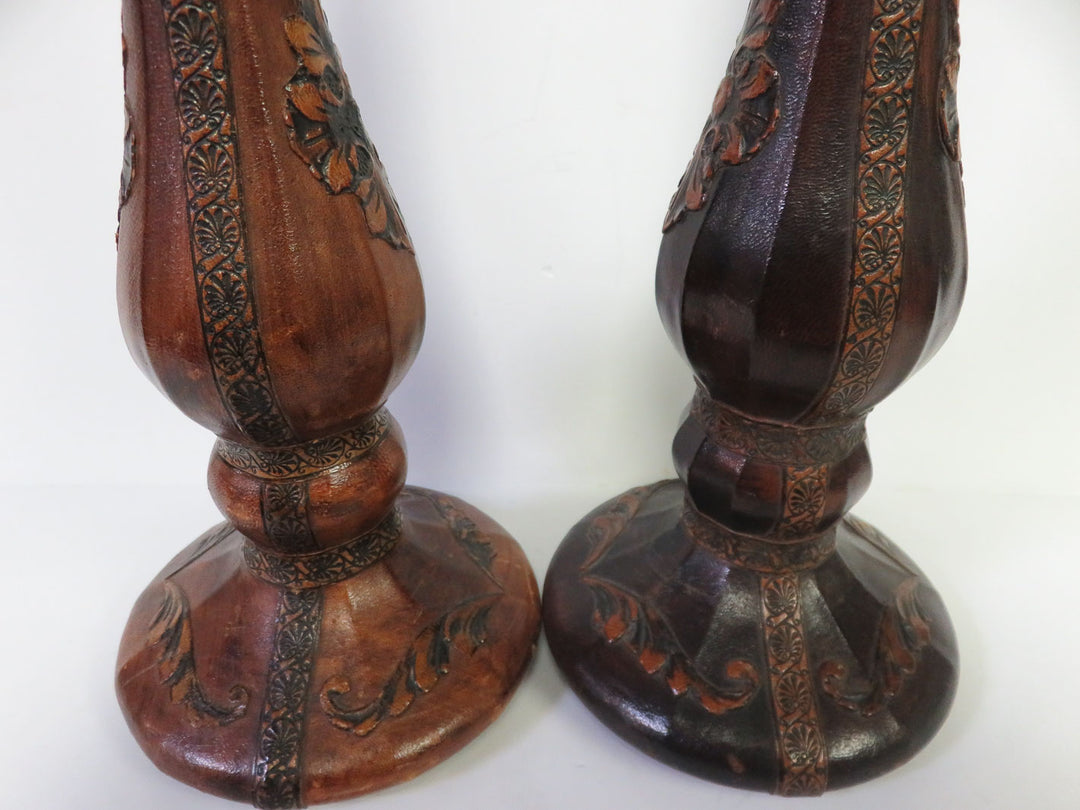 Leather Wrapped Candlesticks