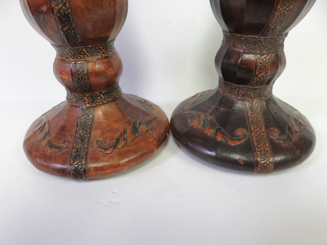 Leather Wrapped Candlesticks