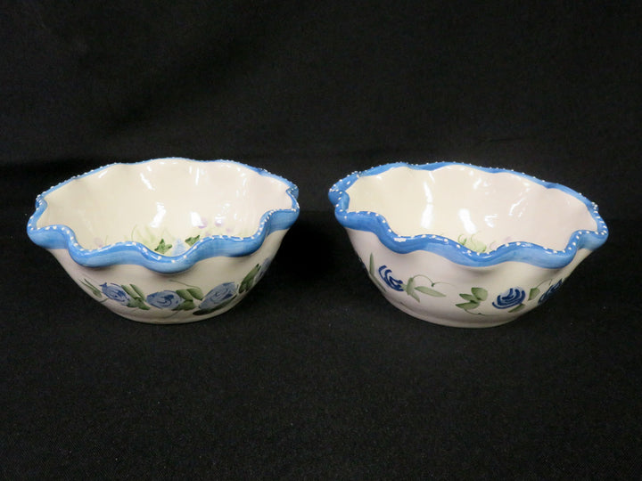 Art Pottery Blue and Cream Bowls