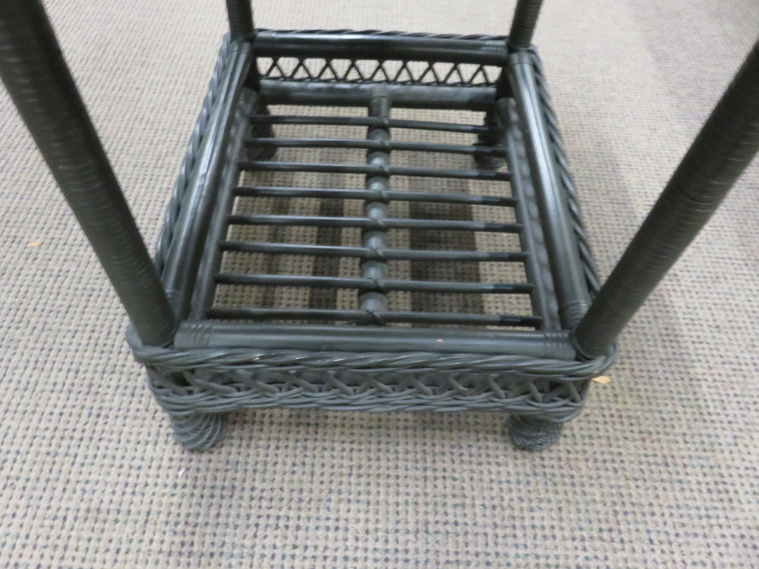 Green Wicker End Table