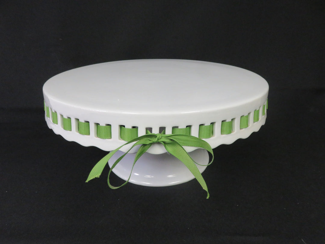 Ribbon Rimmed Cake Plate