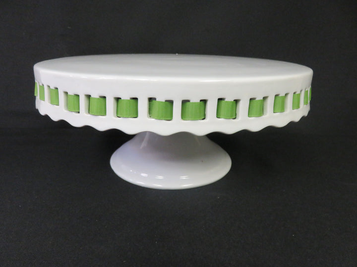 Ribbon Rimmed Cake Plate