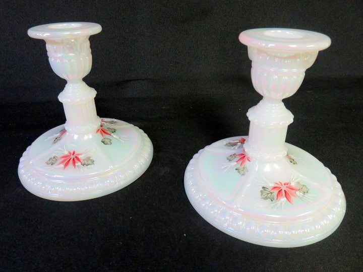 Vintage Fenton Poinsettia Candlesticks