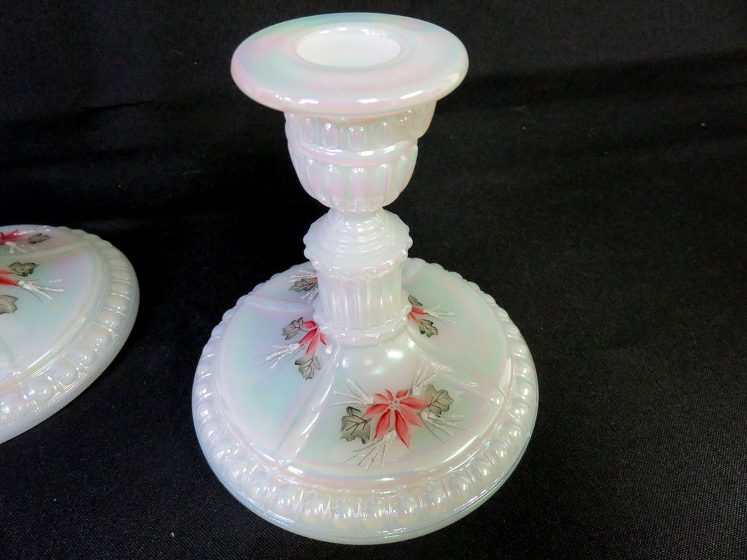 Vintage Fenton Poinsettia Candlesticks