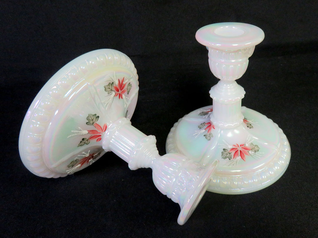 Vintage Fenton Poinsettia Candlesticks