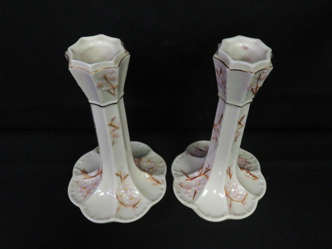 Belleek Cherry Blossom Candlesticks