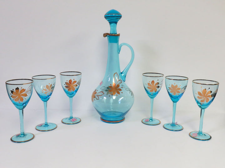 Vintage Romanian Decanter and Glasses