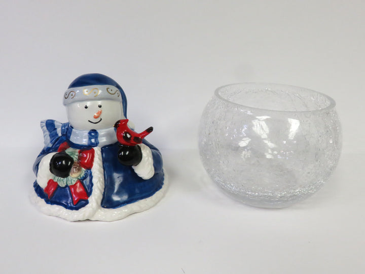 Candy Dish with Snowman Lid - Clearance