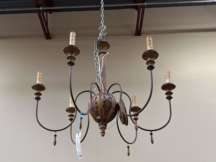 Wood 6 Light Chandelier