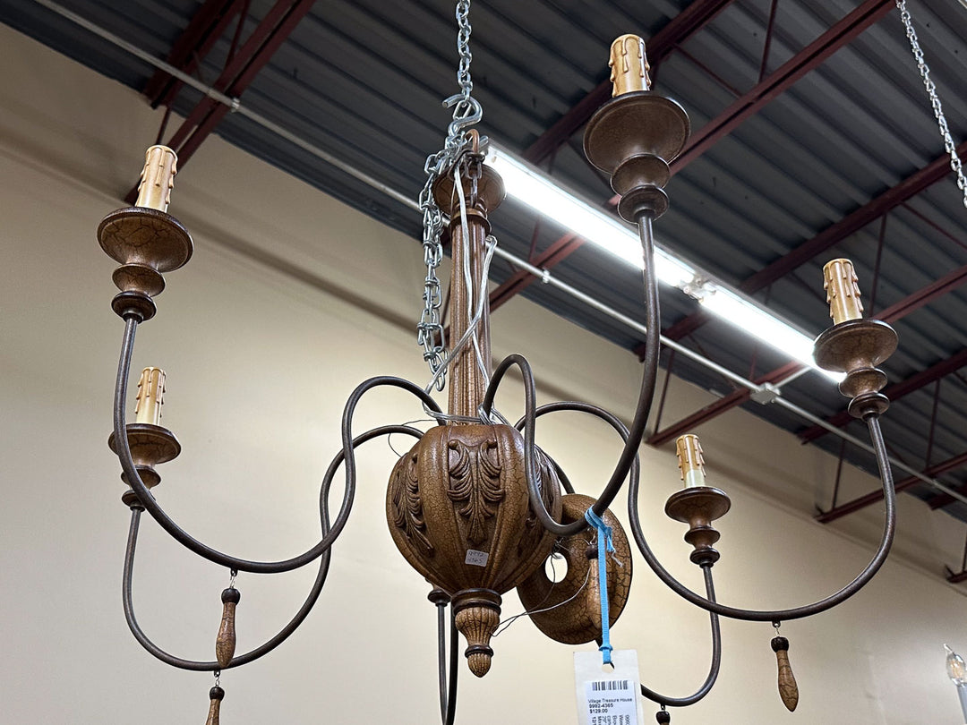 Wood 6 Light Chandelier