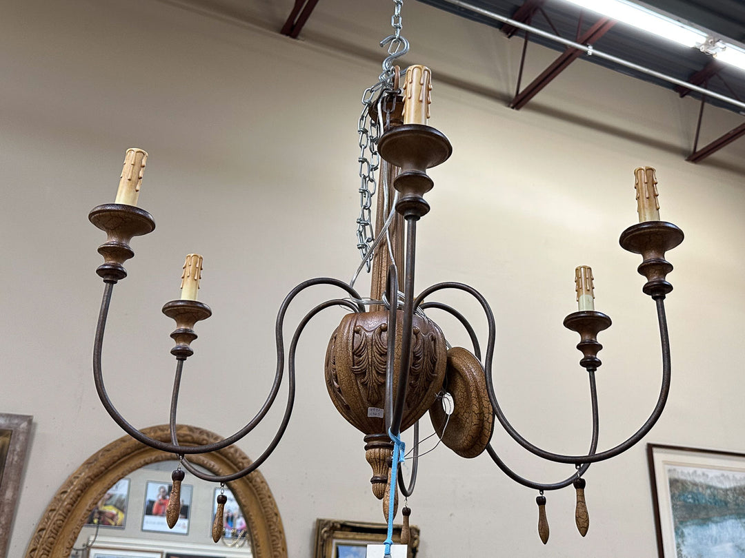 Wood 6 Light Chandelier