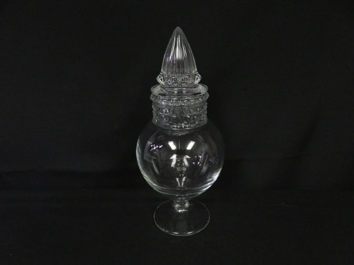 Footed Glass Jar with Pointed Lid