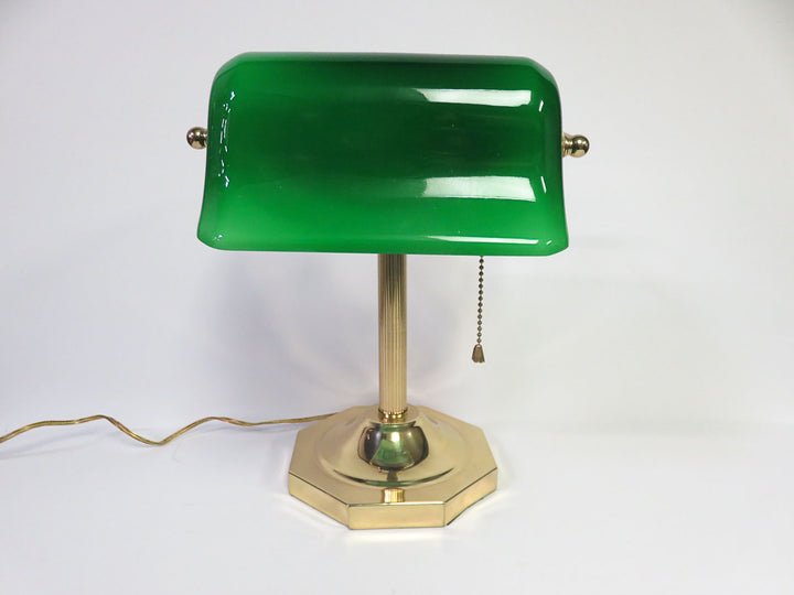 Green Glass Bankers Lamp