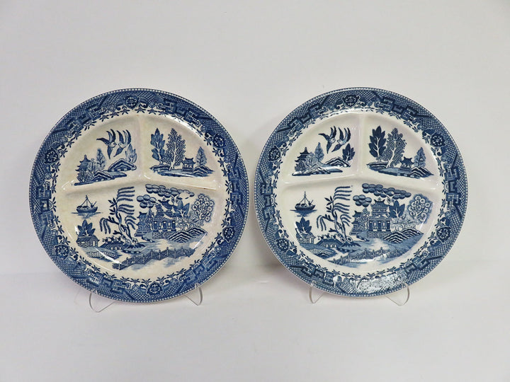 Set of Blue Willow Divided Plates