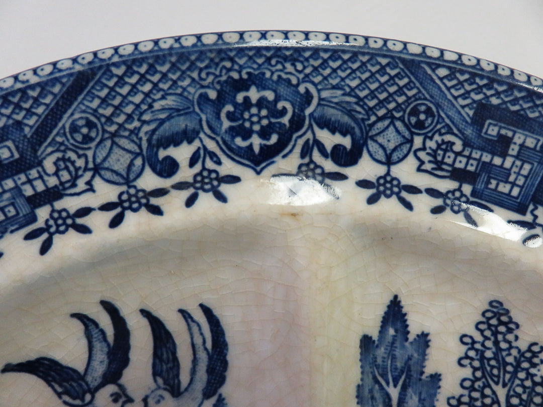 Set of Blue Willow Divided Plates