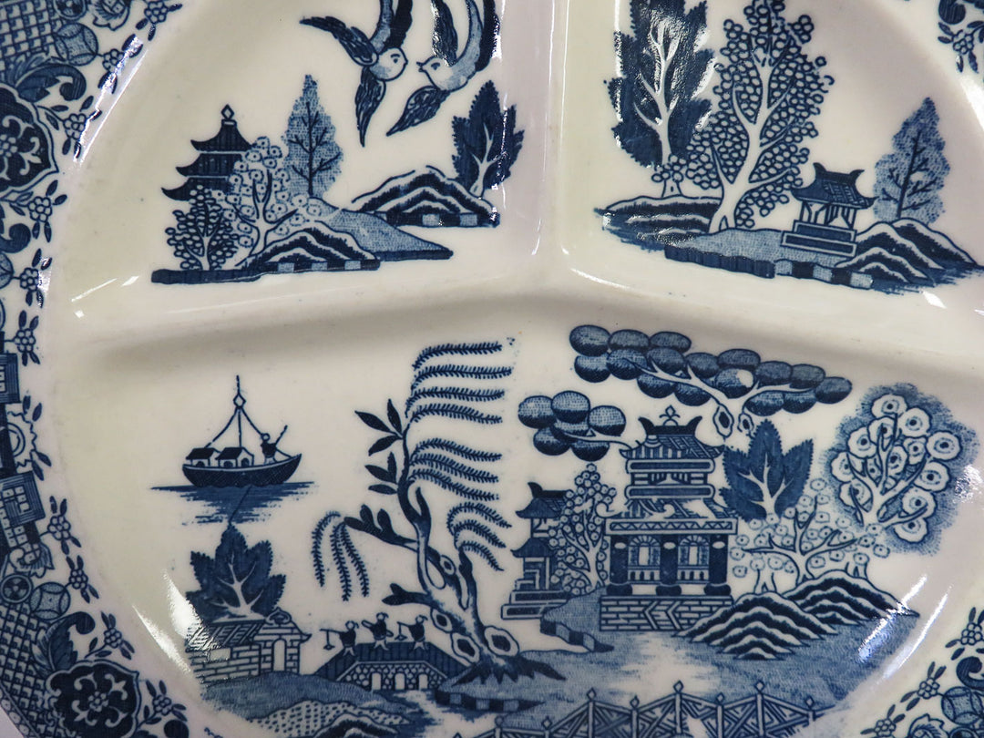 Set of Blue Willow Divided Plates