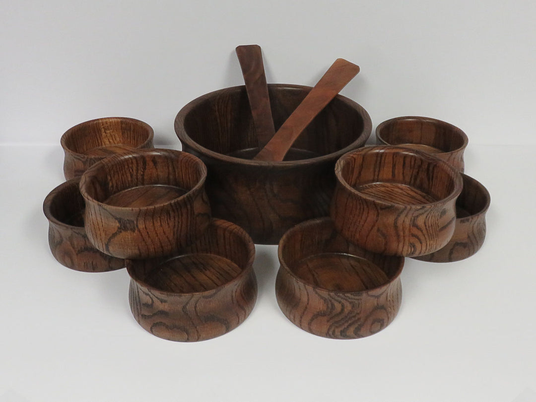 Oak Salad Bowl Set