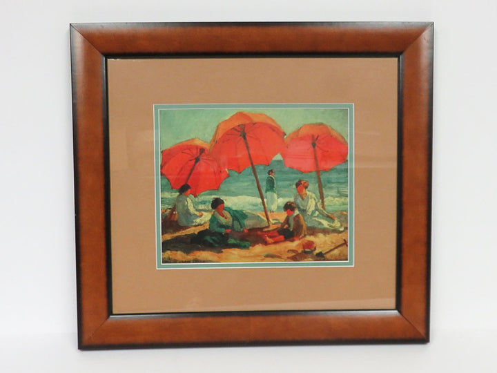 Beach Scene Print with Umbrellas