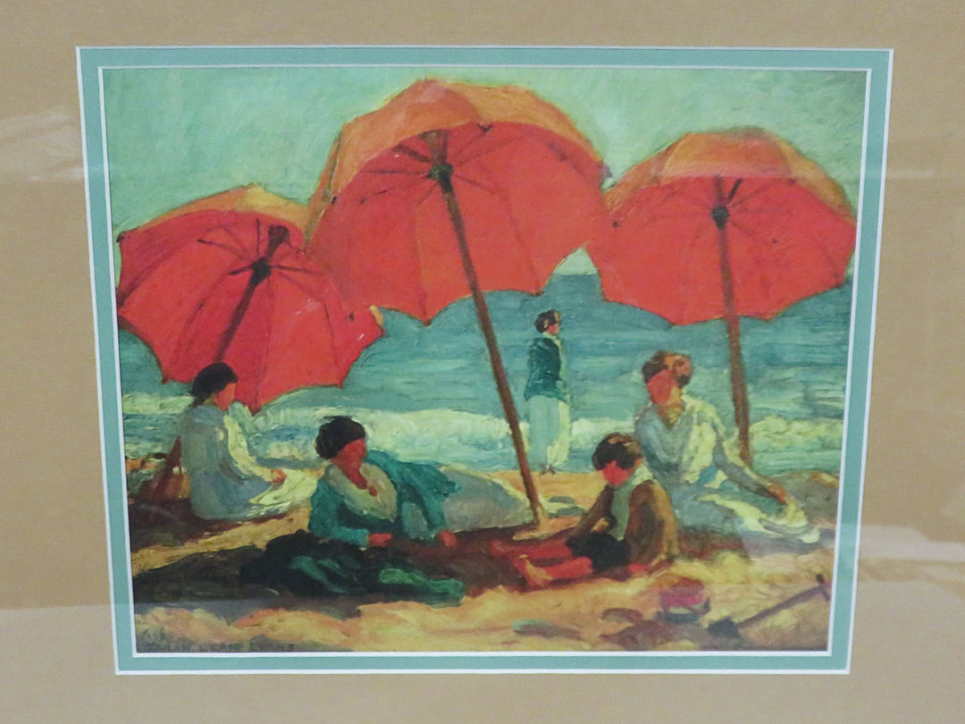 Beach Scene Print with Umbrellas