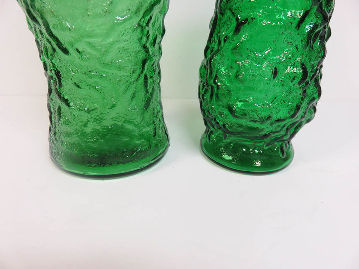 Green Crinkle Glass Vases